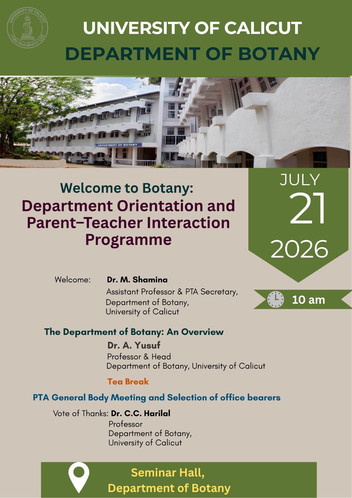 Orientation Programme Botany Dept
